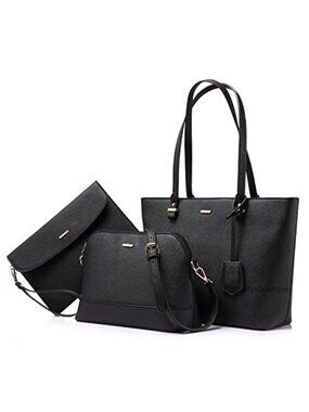 Synthetic Leather 3-Piece Satchel Hobo Shoulder Bag Set